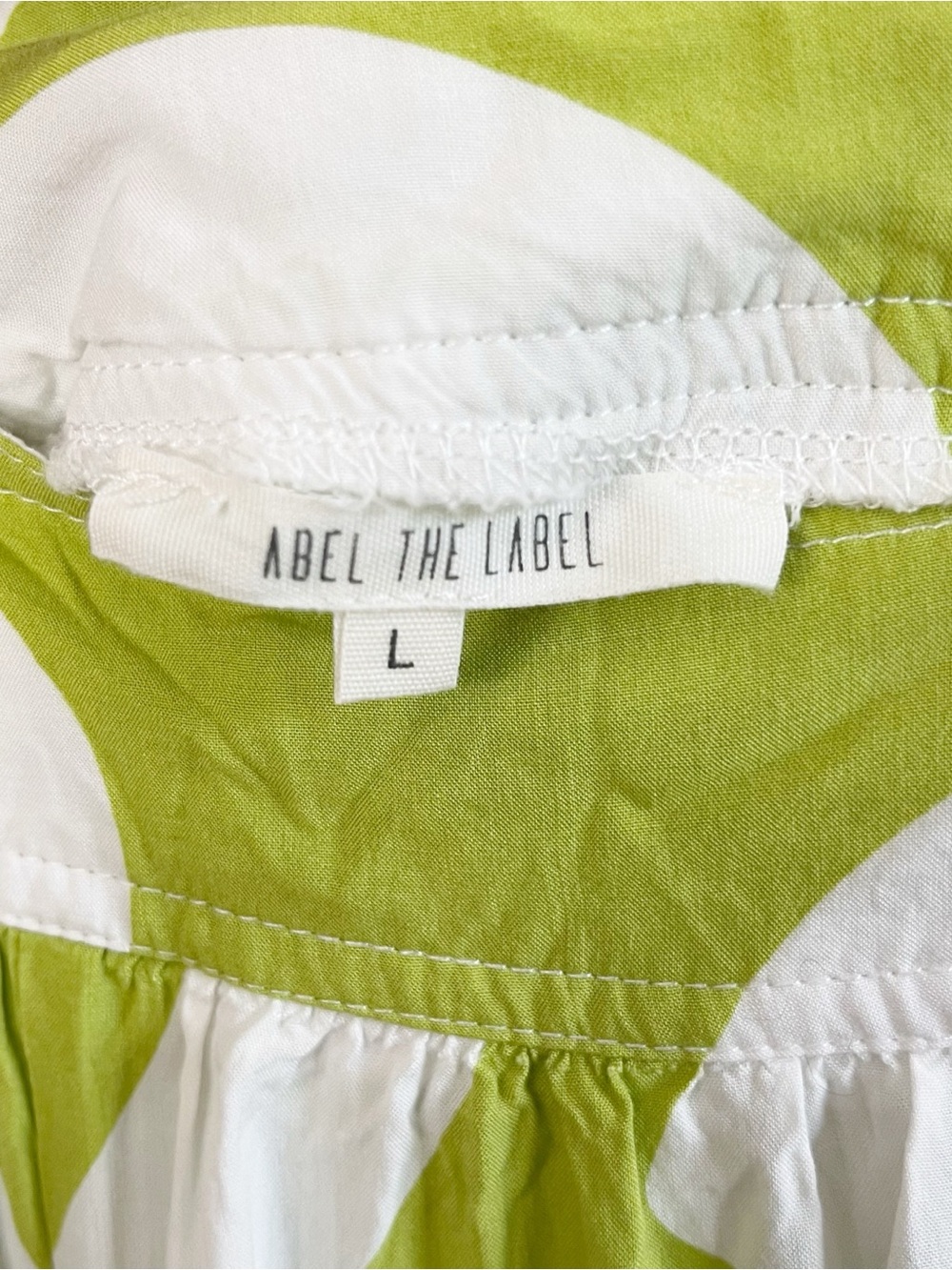 Abel The Label Green & White Abstract Print Tiered Maxi Dress Size L - Picture 3 of 5